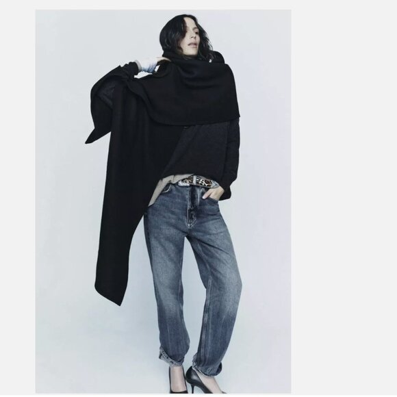 Zara Black Oversized Coat - Picture 4 of 13